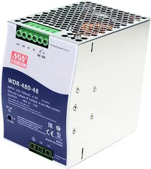 WDR-480 Series 480W DIN Rail Industrial Power Supply 48V with PFC for Automation, Robotics & More