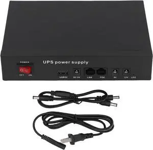12000mAh UPS Power Supply, Backup Battery for Routers and Modems DC 5V 9V 12V POE24V Output with Multiple Outputs for Household Appliances (US Plug)