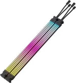 CORSAIR iCUE ARGB PSU Cable Strips 2X 200mm LED Strips 100 RGB LEDs Per Strip Fits Any PSU Cable Motherboard 5V ARGB Control Black CORSAIR iCUE ARGB PSU Cable Strips 2X 200mm LED Strips 100 RGB LEDs Per Strip Fits Any PSU Cable Motherboard 5V ARGB Control Black