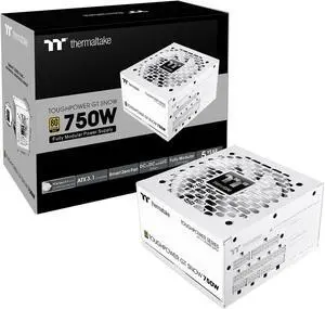 Thermaltake Toughpower GT 750W Snow ATX 3.1 Power Supply; 80 Plus Gold Efficiency; Smart Zero Fan; Native 600W PCIe 5.1 Connector; PS-TPT-0750FNFAGU-W; 5 Year Warranty Thermaltake Toughpower GT 750W Snow ATX 3.1 Power Supply; 80 Plus Gold Efficiency; Smart Zero Fan; Native 600W PCIe 5.1 Connector; PS-TPT-0750FNFAGU-W; 5 Year Warranty