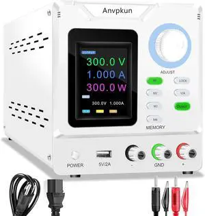 0-300V 0-1A Adjustable DC Regulated Switching Power Supply, Variable Laboratory Benchtop Power Supply with Adjustable Voltage and Current Output