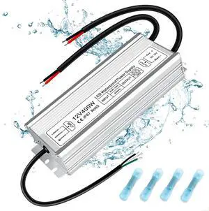 inShareplus 12V Power Supply, 400W 33.3A, AC 110-260V to DC 12V IP67 Waterproof LED Driver, DC 12 Volt Low Voltage Transformer for LED Outdoor Light, Computer Project