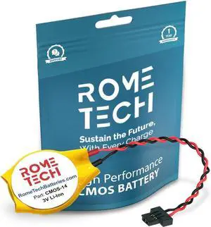 Rome Tech CR2025 W CMOS Battery for Dell Alienware M15 / M17 Genuine KTS 8b1 - Laptop Backup BIOS RTC 3V CR2025W Battery with 2 Wire Cable FI Connector (10-Pack)