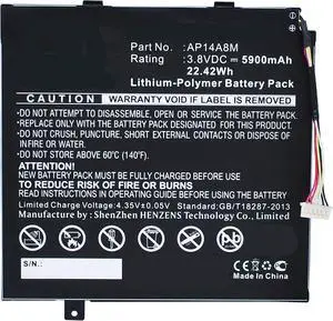 Synergy Digital Tablet Battery, Compatible with Acer Aspire Switch 10E(SW3-013-11GV) Tablet, (Li-Pol, 3.8V, 5900mAh) Ultra High Capacity, Replacement for Acer AP14A4M, AP14A8M, KT.0020G.004 Battery