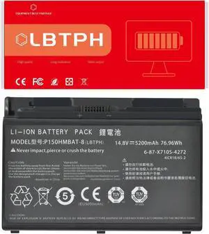 Compatible P150HMBAT-8 (6-87-X710S-4272) Laptop Battery Replacement for Clevo Sager P170EM P170HM Rock Extreme 786 Series 6-87-X710S-4271 6-87-X710S-4J7 6-87-X710S-4J72 14.8V 76.96Wh/5200mAh