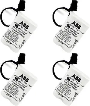 (4-Pack) 3HAC044075-001/01 Lithium Battery 7.2V 3600mAh SMB PLC Battery for ABB Robot CPU ABBTA521 ABB3HAC16831-1 with Plug