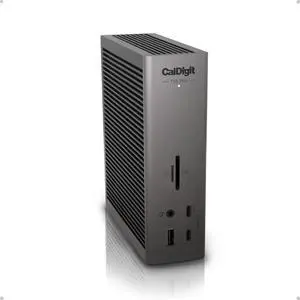 CalDigit TS5 Plus - 20 Port Thunderbolt 5 Dock, 140W Charging, 3X 80Gb/s Thunderbolt 5, 10x 10Gb/s USB Ports, Dual USB Controllers, 10GbE, Up to Dual 8K 60Hz Displays, 1.0m Braided Cable, 330W PSU