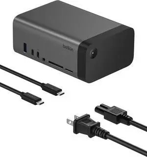 Belkin USB-C Hub, 11-in-1 Pro GaN Dock 150W, Multi-Port Docking Station w/USB-C, USB-A, Ethernet, SD, MicroSD, 3.5mm Port, 4K HDMI Ports for Triple Monitor Display - Compatible w/MacBook Pro & More