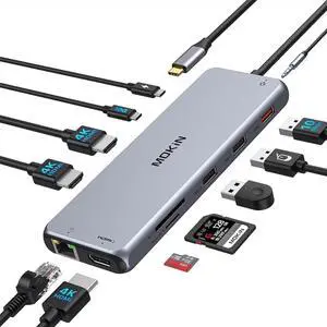 3 HDMI Docking Station 3 Monitors USB C Hub Laptop Dual Monitor Multiport Adapter Dock Dongle,USB C to 3 HDMI,PD Charging,Ethernet,4 USB C/A 3.1/2.0 Ports,MicroSD/SD, Audio for Dell/HP/Lenovo