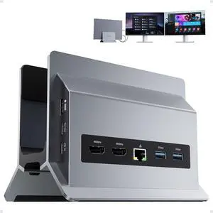 Laptop Docking Station Dual Monitor, 11 in 1 Vertical USB C Dock Stand with 2 HDMI 4K 60Hz, 3 USB A/C 10Gbps, 2 USBA 5Gbps, USB-A 2.0, Ethernet, PD 3.0 Docking Station for Type-C Laptops