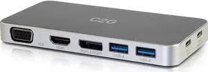 C2G Docking Station, USB C Docking Station with HDMI, DisplayPort, and VGA, Compatible with USB-C & Thunderbolt 3 Laptops, Black, Cables to Go 28844