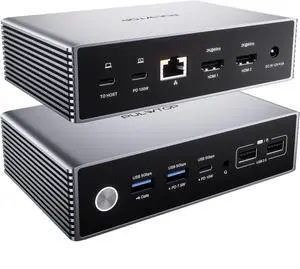 Dual Monitor USB C Docking Station, USB C DisplayLink Docking Station for MacBook M1/M2/M3/M4, Windows, Dual Display Laptop Dock with 2 HDMI 2K@60Hz, USBC/B 5Gbps Data,RJ45