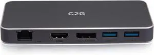 C2G USB C DUAL DISPLAY MST DP/HDMI RJ45 100W, Black