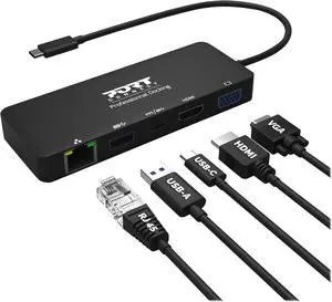 USB-C Docking Station, for Laptop/MacBook/Chrome/Windows/USB-C Device, Dual Monitor 1xHDMI (4K Display@30Hz) 1xVGA (1080P@60Hz), PD 85W, Ethernet, USB 3.0 - Black