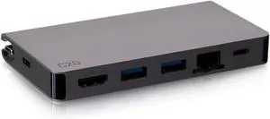 C2G USB-C® 5-in-1 Compact Dock with HDMI®, 2X USB-A, Ethernet, and USB-C Power Delivery up to 100W - 4K 30Hz