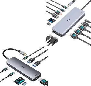 Selore 13-in-1 Docking Station Triple Monitor + 8-in-1 Docking Station Dual Monitor