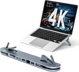 USB C Laptop Docking Station Stand, USB C Hub 7 in 1 Multiport Adapter with 4K HDMI, Gigabit Ethernet, USB A 3.0, PD 100W Charge, Universal Docking Stations for MacBook Pro/Air/Dell/HP/Surface/Lenovo