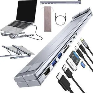 Civilized 8-in-1 USB-C Laptop Stand, Civilized Laptop Docking Station Stand, with 4K HDMI, 2 USB 3.0, Pd 100w, Universal for Home Offices, Corporate Desks, and Cafés (8-in-1 USB-C Laptop Stand)