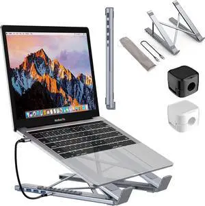 8-in-1 USB-C Laptop Stand, 8 in 1 USB C Laptop Docking Station Stand, Universal Laptop Desk Dock with USB c Hub Multiport Adapter, Include 4k Hdmi, 4 USB, PD 100w, SD/TF Card Slots (5-in1)