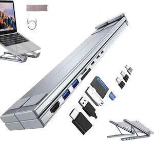 Civilized 8-in-1 USB-C Laptop Stand, Laptop Stand Docking Station, Civilizek 8-in-1 USB-C Laptop Stand, with 4K HDMI, 2 USB 3.0, Pd 100w, Universal for Home Offices (8 in 1)