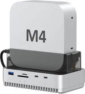 Mac mini M4 2024 Dock Stand, 40Gbps USB4 M.2 NVMe SSD Enclosure, Compatible withThunderbolt 4/5, 10Gbps USB Docking Station with SD4.0 Card Reader