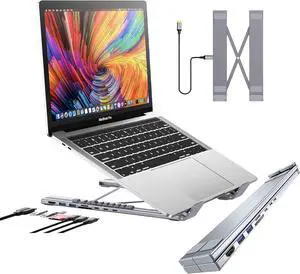 8-in-1 USB-C Laptop Stand, 2025 New Upgraded 8-in-1 Laptop Stand Docking Station with 4K HDMI, 2 USB 3.0, PD 100W, for Office School and Home Use (8 in 1)