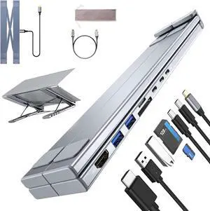 Civilizek 8-in-1 USB-C Laptop Stand, Civilizek Laptop Stand, Pickelect 8-in-1 USB-C Hub Plug and Play Charging, Laptops Docking Station with 4K HDMI, 2 USB 3.0, PD 100w (8 in 1)