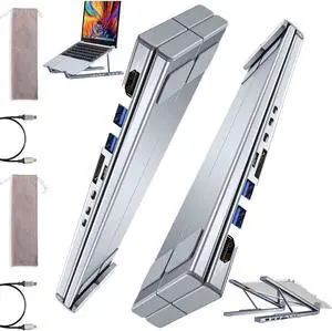 Civilizek/Upliftjoys/Civilized 8-in-1 USB-C Laptop Docking Station Stand, 8-in-1 USB-C Laptop Stand, Portable Laptops Dock with USB Ports, Desk Laptops Mount for Multiple Devices (2PCS)