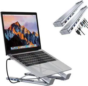 Civilizek 8-in-1 USB-C Laptop Stand, Portable Laptop Docking Station Stand,USB c Docking Station,with 4K HDMI,2 USB 3.0, PD 100W,for Home Offices, Corporate Desks (2)