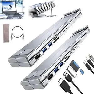 Civilizek Civilized 8-in-1 USB-C Laptop Stand with 4k HDMI, Upliftjoys Portable Adjustable Flat Laptop Docking Station Stand, 2 USB 3.0, Pd 100w, Universal for Offices, Corporate Desks, Cafe (2pcs)