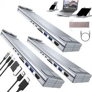 Civilized 8-in-1 USB-C Laptop Stand, Civilizek 8-in-1 USB-C Laptop Docking Station Stand, 2025 New Laptop Stand for Desk, Portable Type C Hubs Adapter, with 2 USB 3.0, Pd 100w (3pcs)