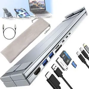 8-in-1 USB-C Laptop Stand, Laptop Stand Docking Station, 8-in-1 USB-C Hub, with 4k HDMI 2 USB 3.1, Pd 100w, for Home Offices, Corporate Desks, and Cafés (8 in 1)