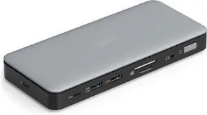 DIGITUS USB-C Docking Station - 11 Ports - 2X HDMI, 1x Displayport UltraHD 4k/60Hz - 2X USB-A 3.2 Gen2, 1x USB-C 3.2 Gen2-1x RJ45 - Dual Card Reader - 1x 3.5 mm Audio - Grey