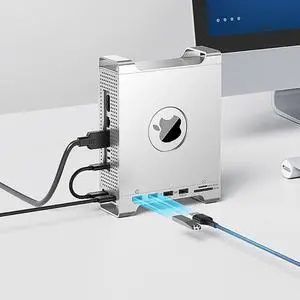 Mac mini M4 Pro/M4 Dock with M.2 NVMe SSD Enclosure, 4-Port USB 3.2 Hub, Aluminum Cooling Stand - Plug and Play SSD Expansion