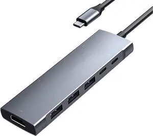 C HUB with 4K PD Charging, SD/Micro Card Reader, 3.0, 3.5mm Headphone Jack Type C