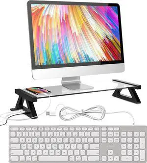 iMac Stand/Riser Plus 3-in-1 USB Hub Docking and Fully Aluminum Wired Keyboard Compatible with Mac OS