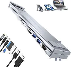 Civilized 8-in-1 USB-C Laptop Stand, Civilizek Laptop Stand, with 4k HDMI, 2 USB 3.0, Pd 100w, Universal for Home Offices, Corporate Desks (Eight-in-One)