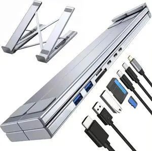 2025 New Civilizek 8-in-1 USB-C Laptop Stand, Upliftjoys 8-in-1 USB-C Laptop Stand, with 4K HDMI, 2 USB 3.0, Pd 100w, Universal for Home Offices, Corporate Desks, and Cafés