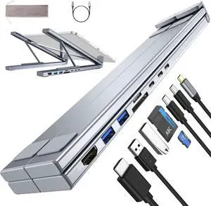 Civilized 8-in-1 USB-C Laptop Stand, Upliftjoys 8-in-1 USB-C Laptop Stand, with 4k Hdmi, 2 USB 3.0, Pd 100w, Universal for Home Offices, Corporate Desks, and Cafes