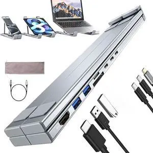 Civilizek 8-in-1 USB-C Laptop Stand, Upliftjoys 8-in-1 USB-C Laptop Stand, Laptop Stand, 2 USB 3.0, Pd 100w, Universal (8-in-1)