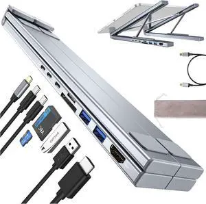 Civilized 8-in-1 USB-C Laptop Stand, with 4K HDMI, 2 USB 3.0, Pd 100w, Universal for Home Offices and Corporate Desks (1Pc)