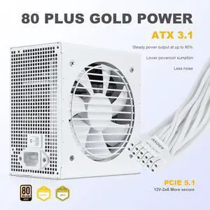 SAMA White 850W Power Supply - Fully Modular 80 Plus Gold Certified ATX 3.1 & PCIE 5.1 Compliant Power Supply, Supports RTX 30/40 Series GPUs