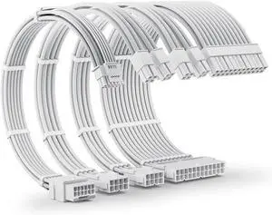 AsiaHorse 12VHPWR PSU Extension Cable Kit for RTX 50/40 Series, 16AWG Pcie 5.0 Cable Extension Kit Soft Braided 16PIN to 16PIN Cable Kit, 24pin ATX /4+4pin EPS /12+4pin 30CM