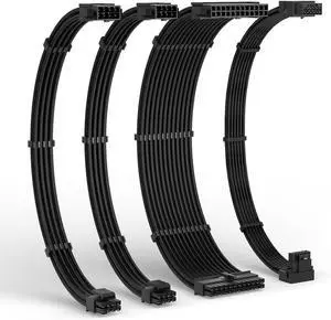 LTC 12VHPWR PSU Cable Extension Kit, 16AWG PCI-E 5.0 Power Supply PC Cable Extension, 1x24 Pin ATX / 2X 8Pin(4+4) EPS / 1x 12+4 Pin GPU, Soft Braided Sleeve Cable Combs, 300mm