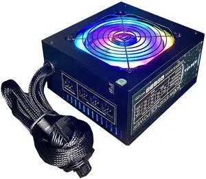 Apevia ATX-ES600-RGB Essence 600W ATX Semi-Modular Gaming Power Supply with Auto-Thermally Controlled 120mm RGB Fan, 115/230V Switch, All Protections