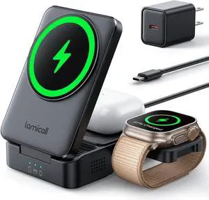 Wireless Charging Station for MagSafe - 3 in 1 Wireless Foldable Charger Stand for  Multiple Devices for iPhone 17 16 15 14 13 Pro Max Air  Watch Ultra 11 10 SE Airpods 4 Pro 3