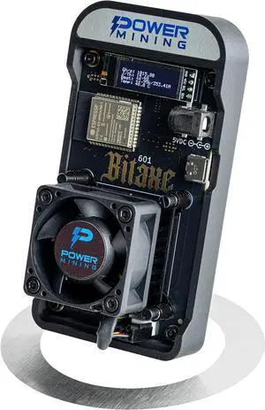 POWER MINING Bitaxe Gamma 601 ASIC Bitcoin Miner | 1.1 TH/s @ 18W | BM1370 Chip (Antminer S21 Pro) | Wi-Fi | USB-C | AxeOS | Open Source | Made in Europe | Incl. Power Supply & Stand