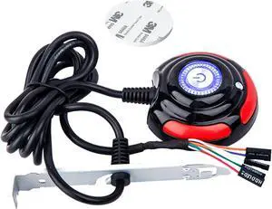 Copapa Red 1.7m(67") Cables Desktop PC Computer Case Power Supply Reset HDD Button Switch White Blue LED Lights (Red)