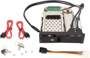 3.5in Internal Hard Drive Tray with Hot Swap and Trayless , Supports 2.5/3.5in Dual USB3.0 Up to 6Gbps, Mounting Bracket for Server, PC and Security