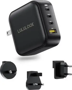 100W USB C Charger, 4-Port GaN Fast Charging Block, PD Type-C Wall Charger Travel Adapter for MacBook Pro/Air, iPhone 16, Pixelbook, iPad, Samsung Galaxy S24, Console, UK/EU/AU Plug Included